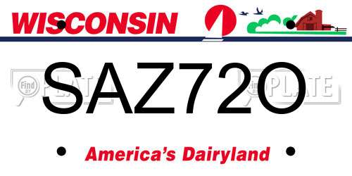 SAZ72O Wisconsin License Plate