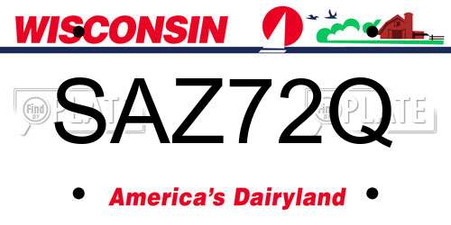 SAZ72Q Wisconsin License Plate