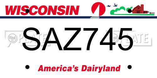 SAZ745 Wisconsin License Plate