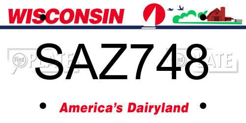 SAZ748 Wisconsin License Plate