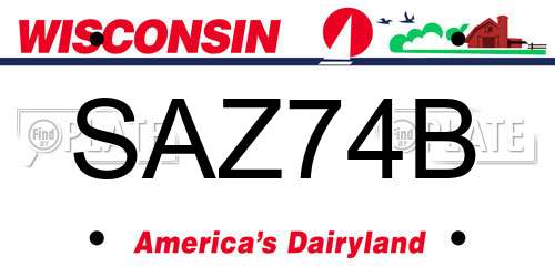 SAZ74B Wisconsin License Plate