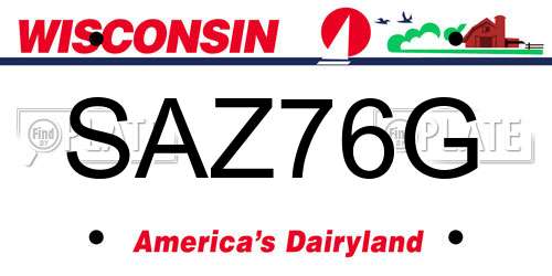 SAZ76G Wisconsin License Plate