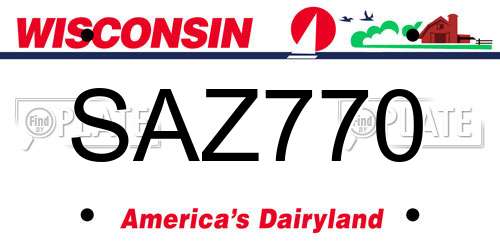 SAZ770 Wisconsin License Plate