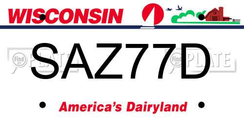 SAZ77D Wisconsin License Plate