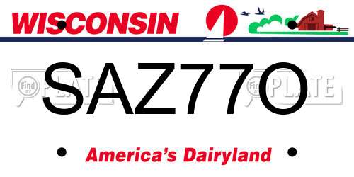 SAZ77O Wisconsin License Plate