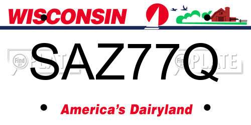 SAZ77Q Wisconsin License Plate