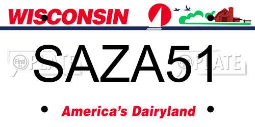 SAZA51 Wisconsin License Plate