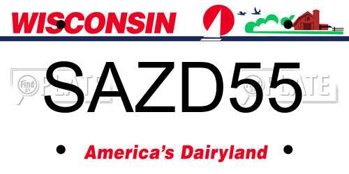 SAZD55 Wisconsin License Plate