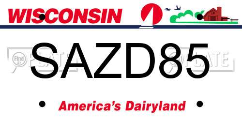 SAZD85 Wisconsin License Plate