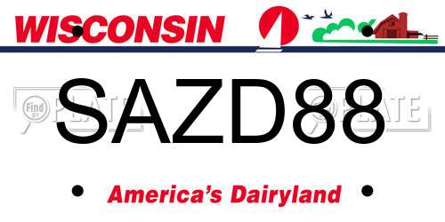 SAZD88 Wisconsin License Plate