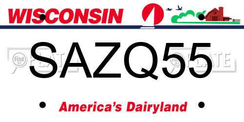 SAZQ55 Wisconsin License Plate