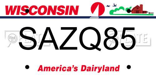 SAZQ85 Wisconsin License Plate
