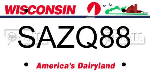 SAZQ88 Wisconsin License Plate