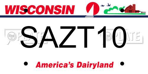 SAZT10 Wisconsin License Plate