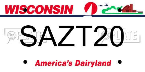 SAZT20 Wisconsin License Plate