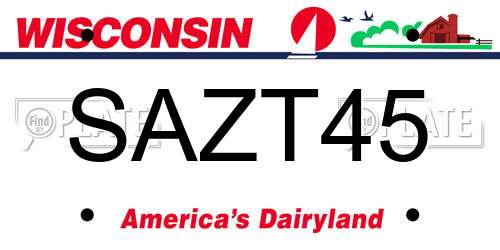 SAZT45 Wisconsin License Plate