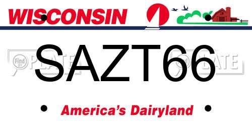 SAZT66 Wisconsin License Plate