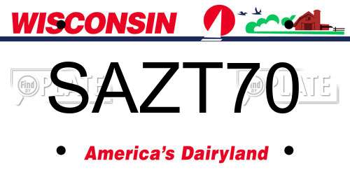 SAZT70 Wisconsin License Plate