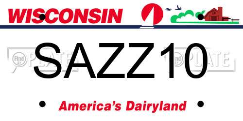 SAZZ10 Wisconsin License Plate