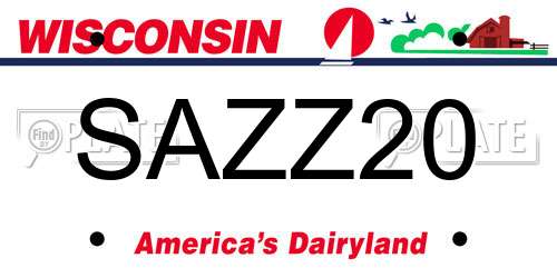 SAZZ20 Wisconsin License Plate
