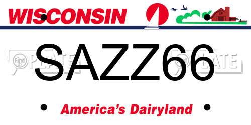 SAZZ66 Wisconsin License Plate