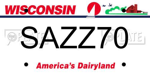 SAZZ70 Wisconsin License Plate