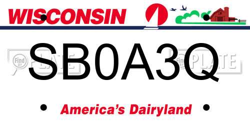 SB0A3Q Wisconsin License Plate