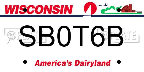 SB0T6B Wisconsin License Plate