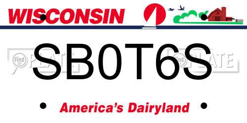 SB0T6S Wisconsin License Plate