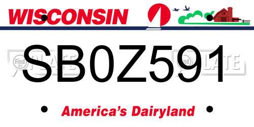 SB0Z591 Wisconsin License Plate
