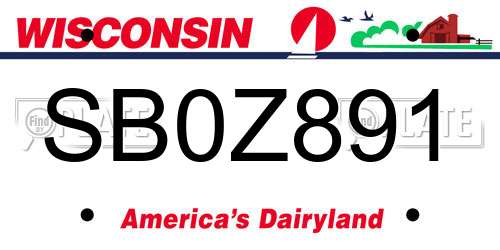 SB0Z891 Wisconsin License Plate