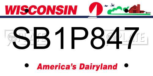 SB1P847 Wisconsin License Plate