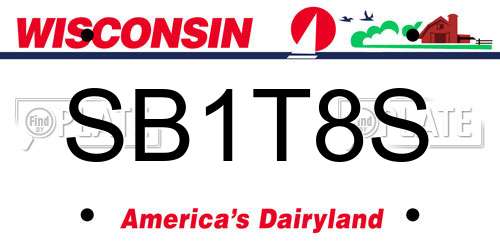 SB1T8S Wisconsin License Plate