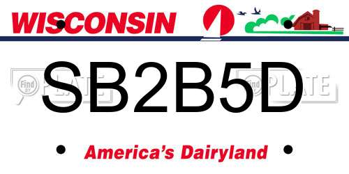 SB2B5D Wisconsin License Plate