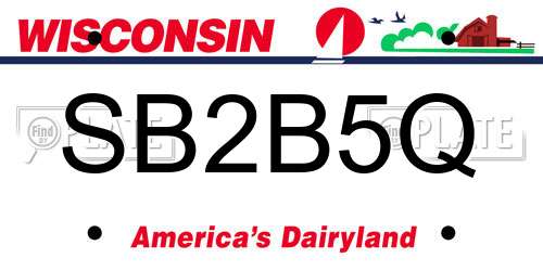 SB2B5Q Wisconsin License Plate