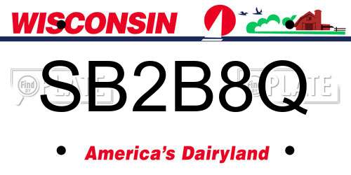 SB2B8Q Wisconsin License Plate