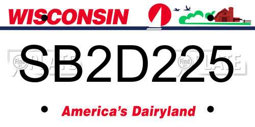 SB2D225 Wisconsin License Plate