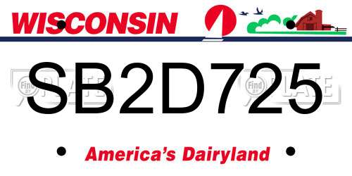 SB2D725 Wisconsin License Plate