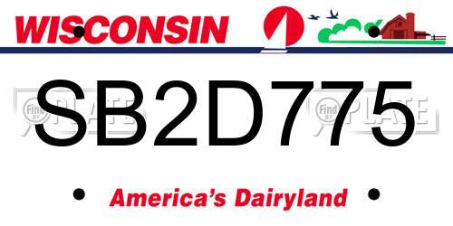 SB2D775 Wisconsin License Plate