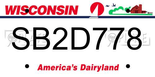 SB2D778 Wisconsin License Plate