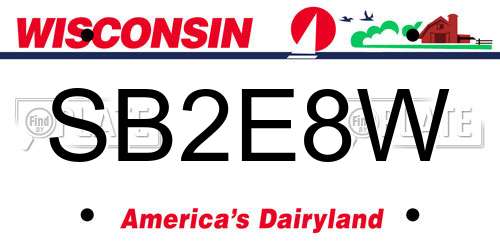 SB2E8W Wisconsin License Plate
