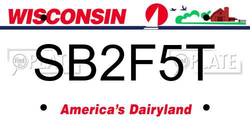 SB2F5T Wisconsin License Plate