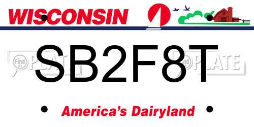 SB2F8T Wisconsin License Plate