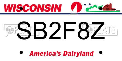 SB2F8Z Wisconsin License Plate
