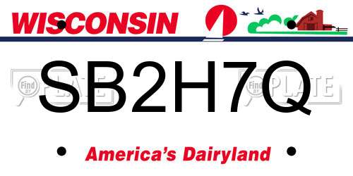 SB2H7Q Wisconsin License Plate