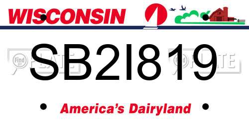 SB2I819 Wisconsin License Plate