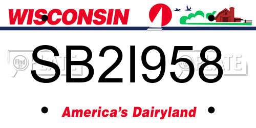 SB2I958 Wisconsin License Plate