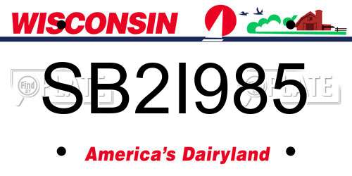 SB2I985 Wisconsin License Plate