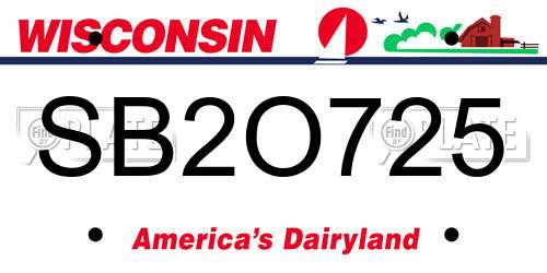 SB2O725 Wisconsin License Plate
