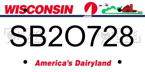 SB2O728 Wisconsin License Plate